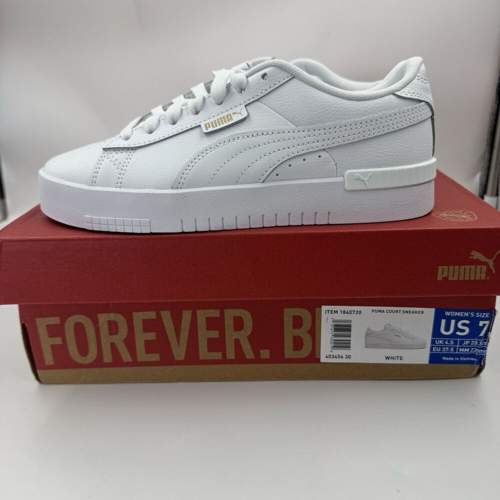 New PUMA Court Women’s Sneakers White Leather Low Top Casual Shoes Size 7